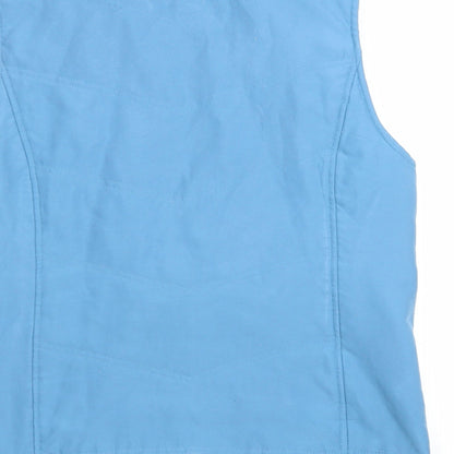 Brand and care label for EWM women’s blue gilet coat, size M