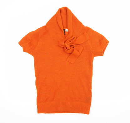 Additional front view of H&M women’s orange jumper, size UK 10