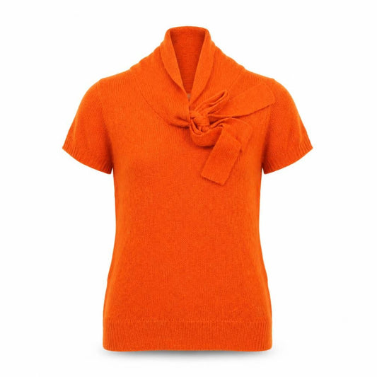 Front view of H&M women’s orange jumper, size UK 10