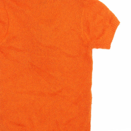 Brand and care label for H&M women’s orange jumper, size UK 10