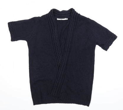 Additional front view of Isle women’s blue knit cardigan jumper, size M