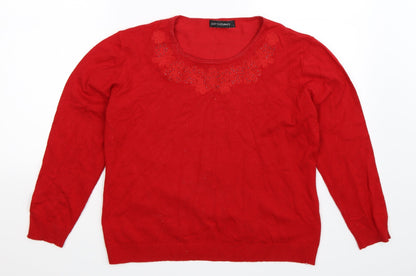 Additional front view of Just Elegance women’s red knit jumper, size L
