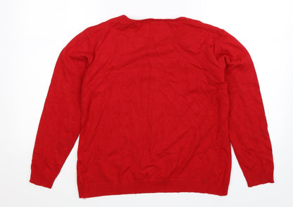 Back view of Just Elegance women’s red knit jumper, size L