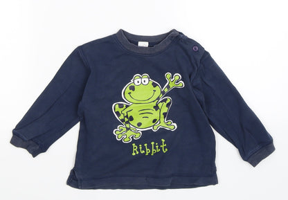 Front view of Adams boys’ blue basic t-shirt, size 12-18, months