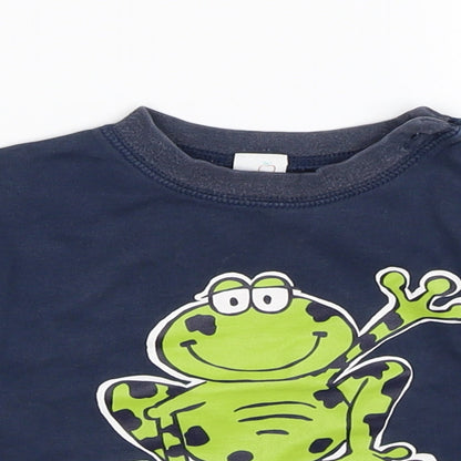 Close-up detail of Adams boys’ blue basic t-shirt, size 12-18, months