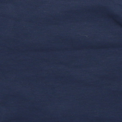 Brand and care label for Adams boys’ blue basic t-shirt, size 12-18, months
