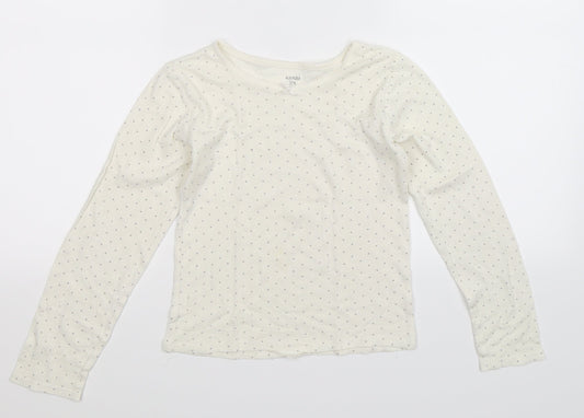 Kiabi Girls White Spotted  Basic T-Shirt Size 10 Years