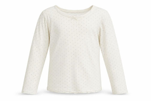 Front view of Kiabi girls’ white spotted basic t-shirt, size 10, years
