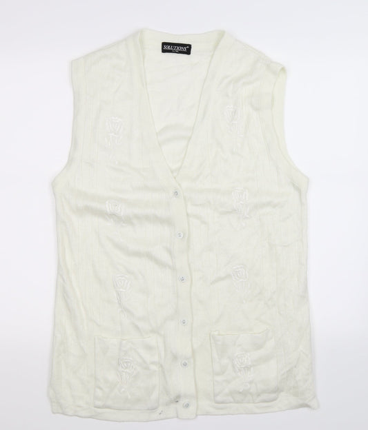 Solutions Womens White  Knit Vest Jumper Size XL