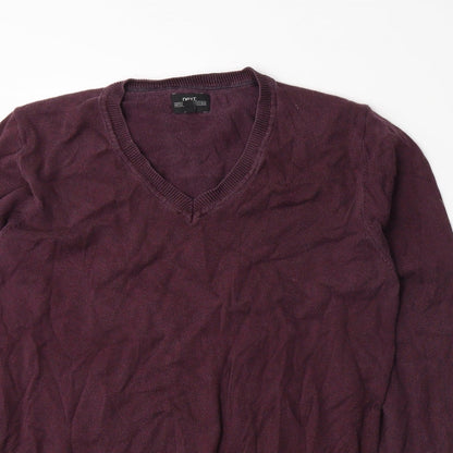 Close-up detail of Next men’s purple knit jumper, size S
