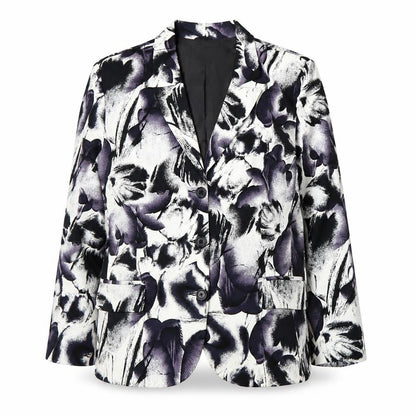 Front view of Calessa women’s white floral jacket blazer, size XL