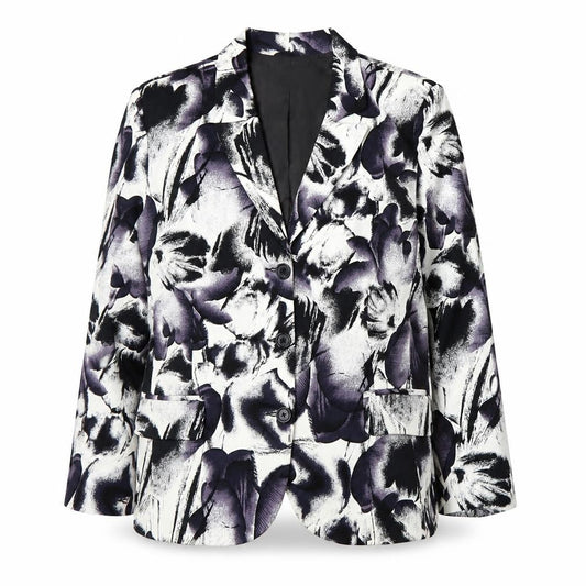 Calessa Womens White Floral  Jacket Blazer Size XL