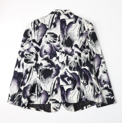 Back view of Calessa women’s white floral jacket blazer, size XL