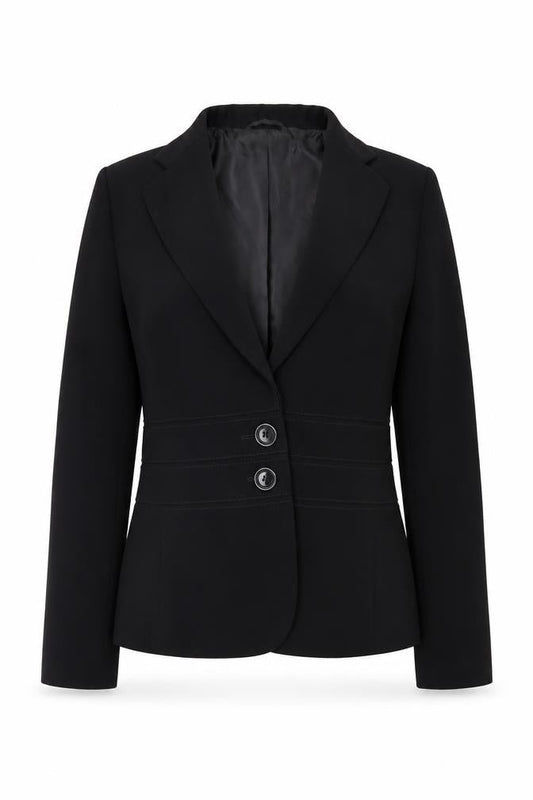 Front view of Marks & Spencer women’s black jacket blazer, size UK 12