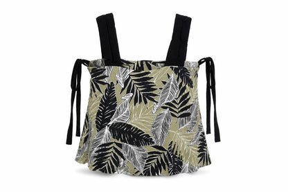 Front view of Nobody's Child women’s green floral basic tank, size UK 8