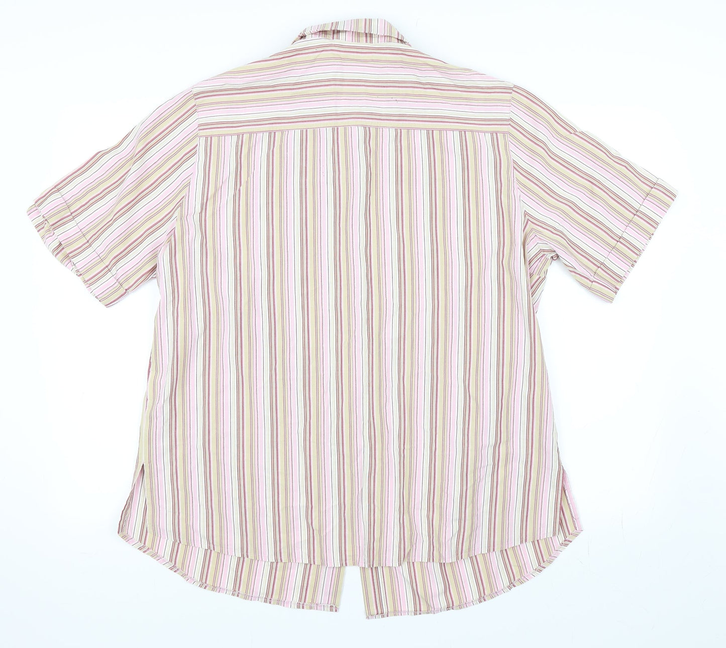 Hucke Women Womens Pink Striped  Basic Button-Up Size 18