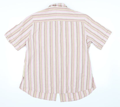 Back view of Hucke Women women’s pink striped basic button-up, size UK 18