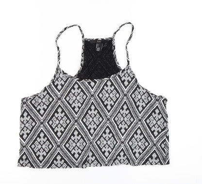 Additional front view of XXI women’s black geometric cropped tank, size L