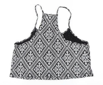 Back view of XXI women’s black geometric cropped tank, size L