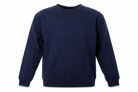Front view of ASOS men’s blue pullover sweatshirt, size M