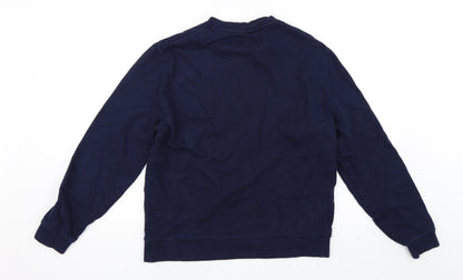 Back view of ASOS men’s blue pullover sweatshirt, size M