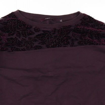 Close-up detail of Next women’s purple jumper, size UK 12