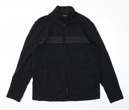 Front view of Easy men’s black full zip jumper, size M