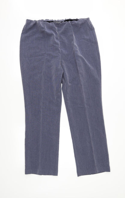 Additional front view of Bonmarché women’s blue trousers, size UK 14, 28-inch leg