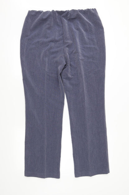 Back view of Bonmarché women’s blue trousers, size UK 14, 28-inch leg