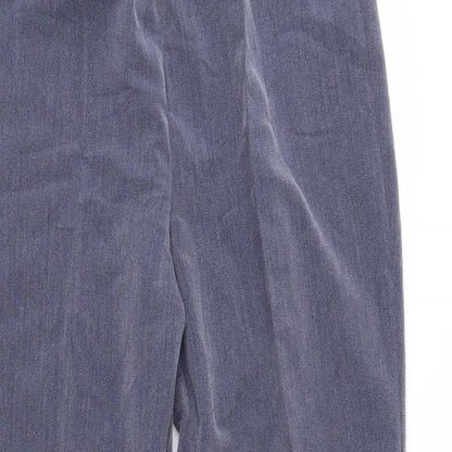 Close-up detail of Bonmarché women’s blue trousers, size UK 14, 28-inch leg