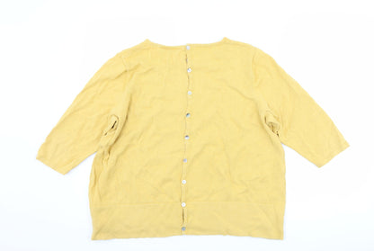 Back view of Adini women’s yellow basic t-shirt, size L