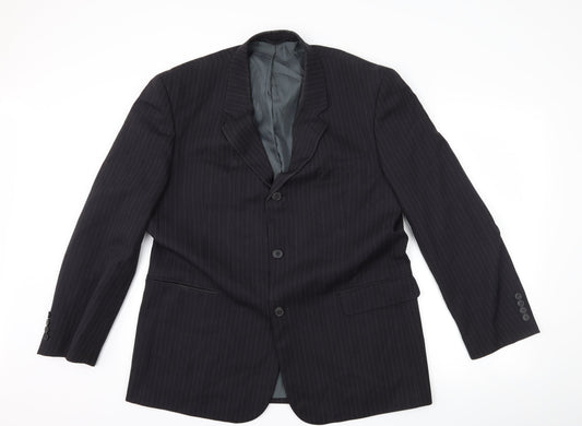 Taylor & Wright Mens Black Striped  Jacket Suit Jacket Size 44