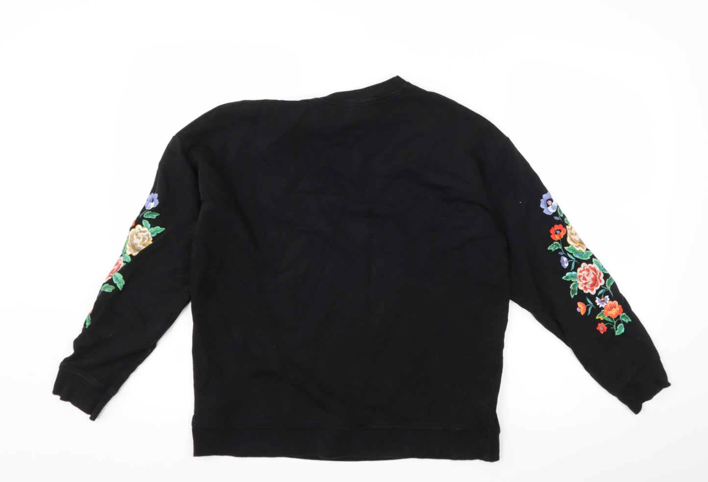 New Look Womens Black Floral  Pullover Sweatshirt Size 8