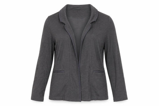 Front view of New Look women’s grey jersey jacket, size UK 10