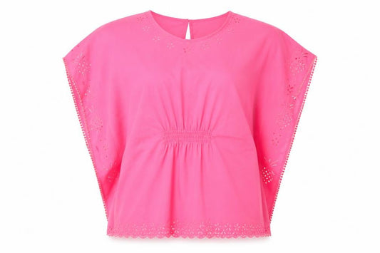 Front view of George women’s pink tunic blouse, size L, - beach top