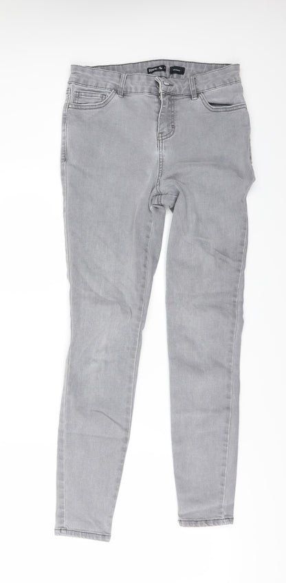 Additional front view of Tu women’s grey denim mom jeans, size UK 8, 28-inch leg
