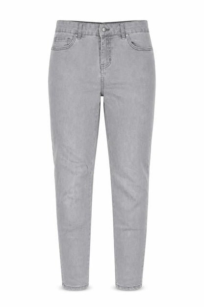 Front view of Tu women’s grey denim mom jeans, size UK 8, 28-inch leg