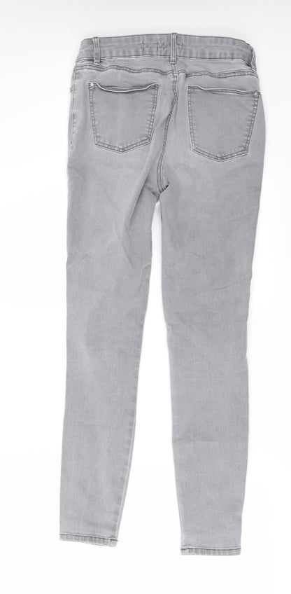 Back view of Tu women’s grey denim mom jeans, size UK 8, 28-inch leg