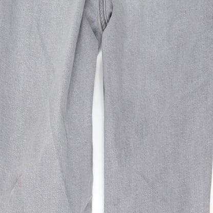 Brand and care label for Tu women’s grey denim mom jeans, size UK 8, 28-inch leg