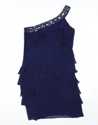Additional front view of SL Fashion women’s blue mini, size UK 10
