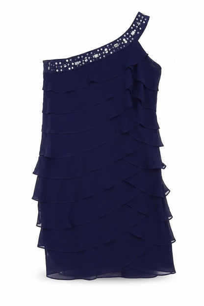 Front view of SL Fashion women’s blue mini, size UK 10
