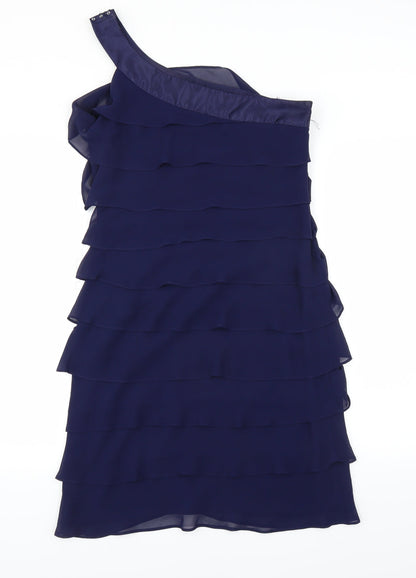 Back view of SL Fashion women’s blue mini, size UK 10