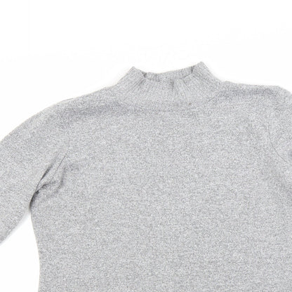 Close-up detail of George women’s grey henley jumper, size UK 10