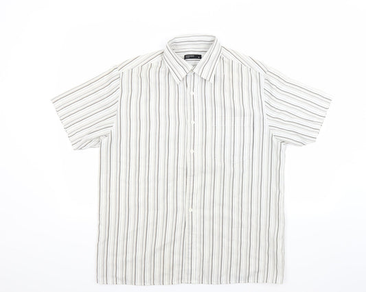 Ceader wood state Mens White Striped   Button-Up Size M