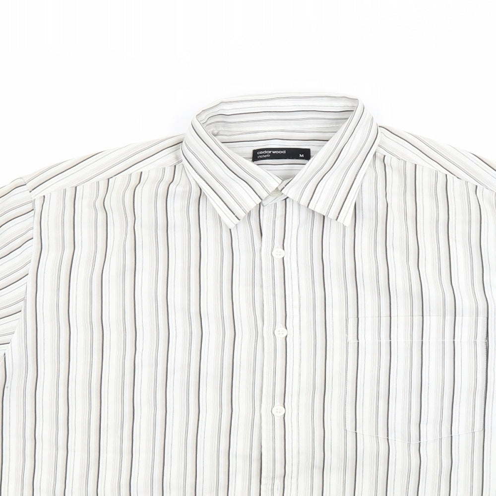 Ceader wood state Mens White Striped   Button-Up Size M