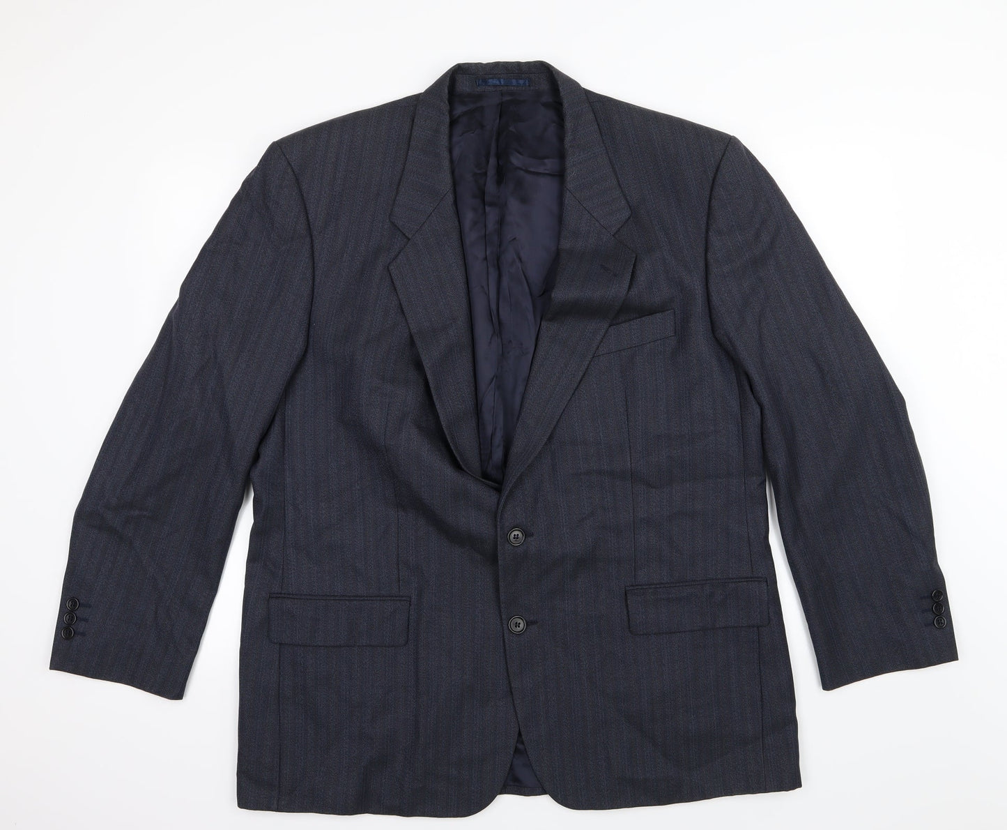 HR Tailoring Mens Blue Striped  Jacket Suit Jacket Size 46