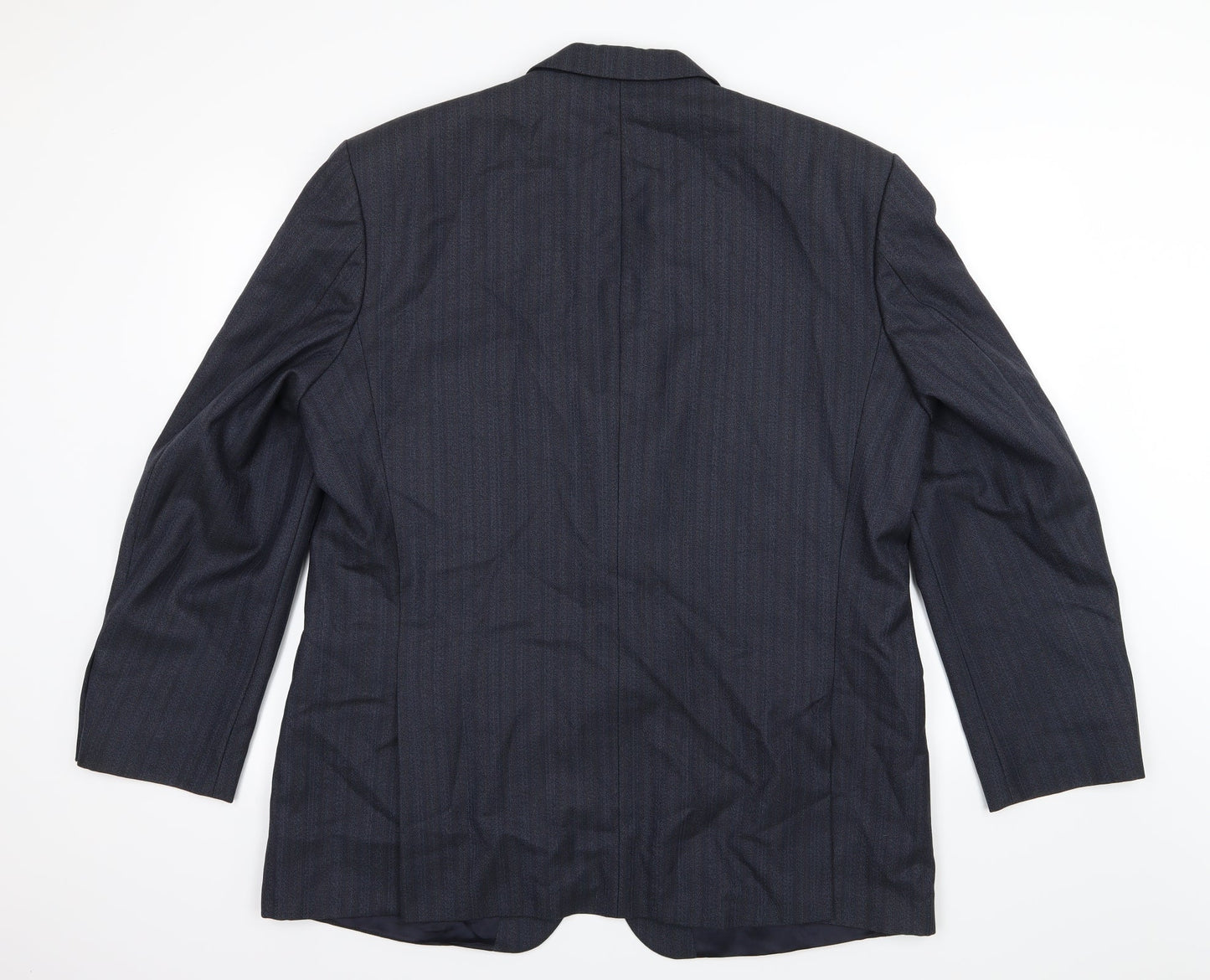 HR Tailoring Mens Blue Striped  Jacket Suit Jacket Size 46