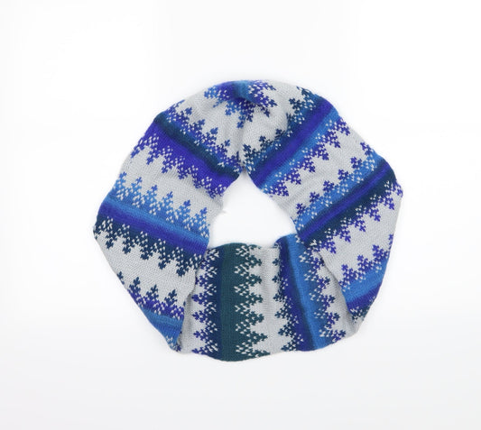 Preworn Womens Blue Striped Knit  Scarf   - Snood