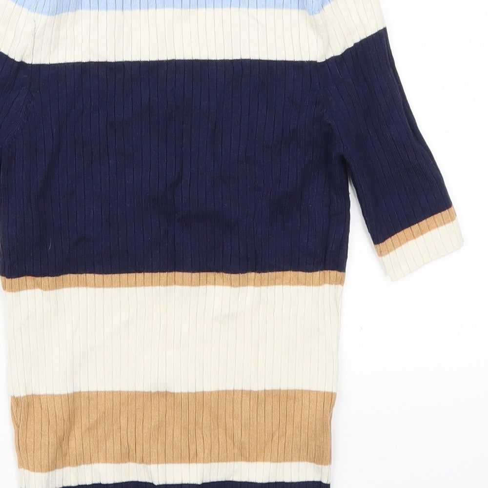 River Island Womens Blue Striped  Basic T-Shirt Size 8