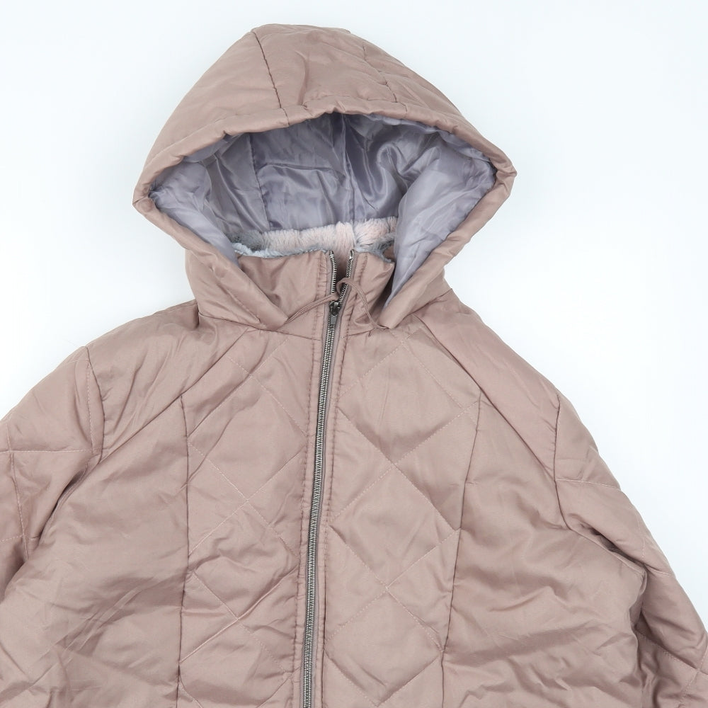 Anne De Lancay Womens Pink   Quilted Coat Size M